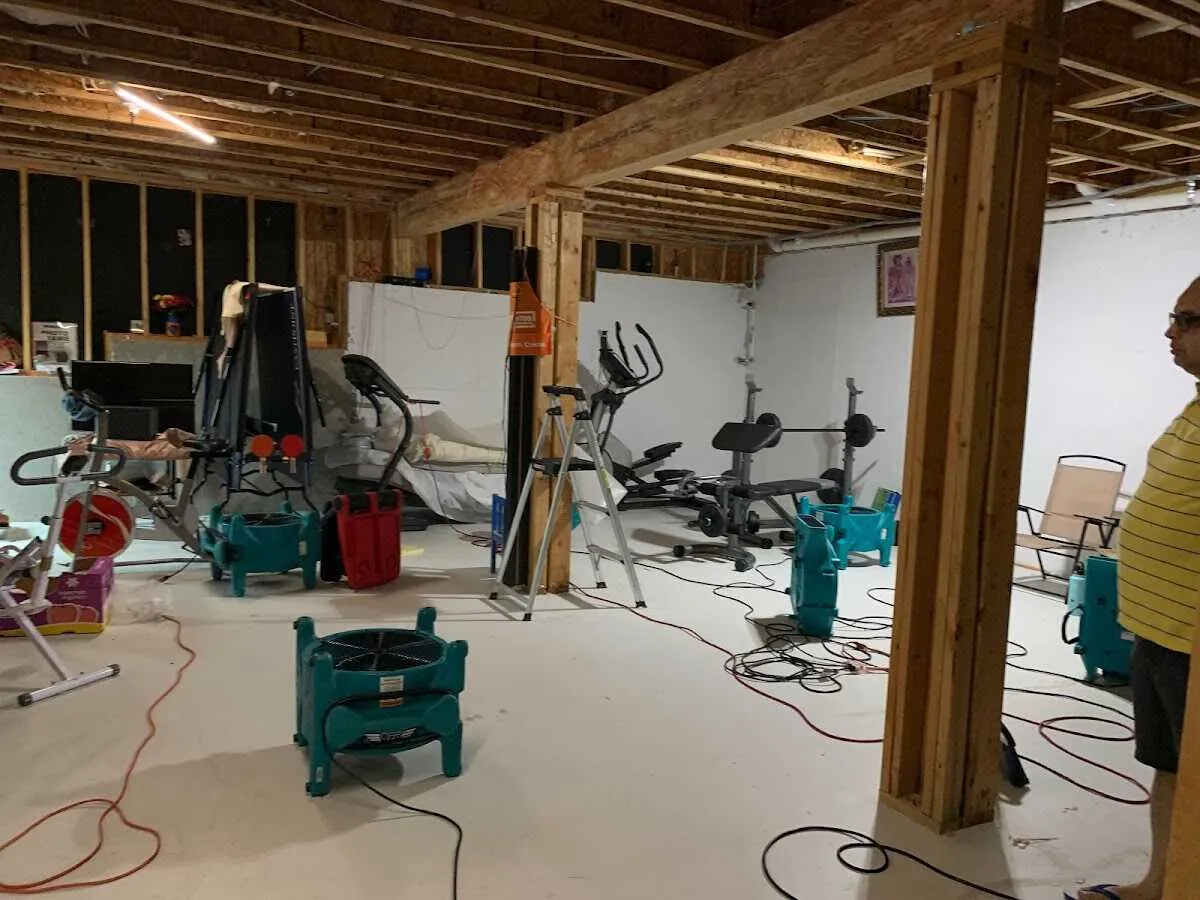 Basement drying equipment setup for Structural Drying in Austintown
