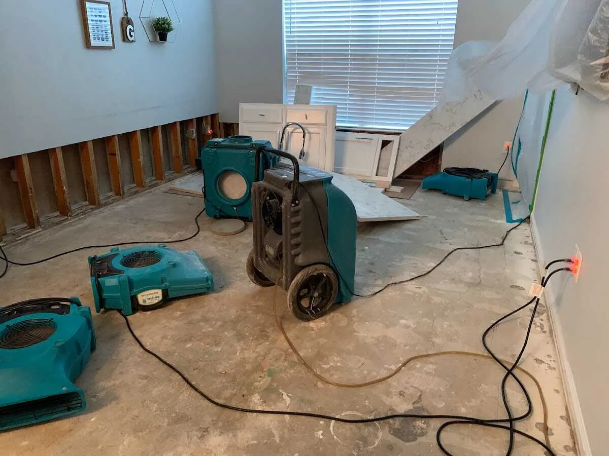 Dehumidifier in flood-cut room for Water Extraction & Removal in Austintown